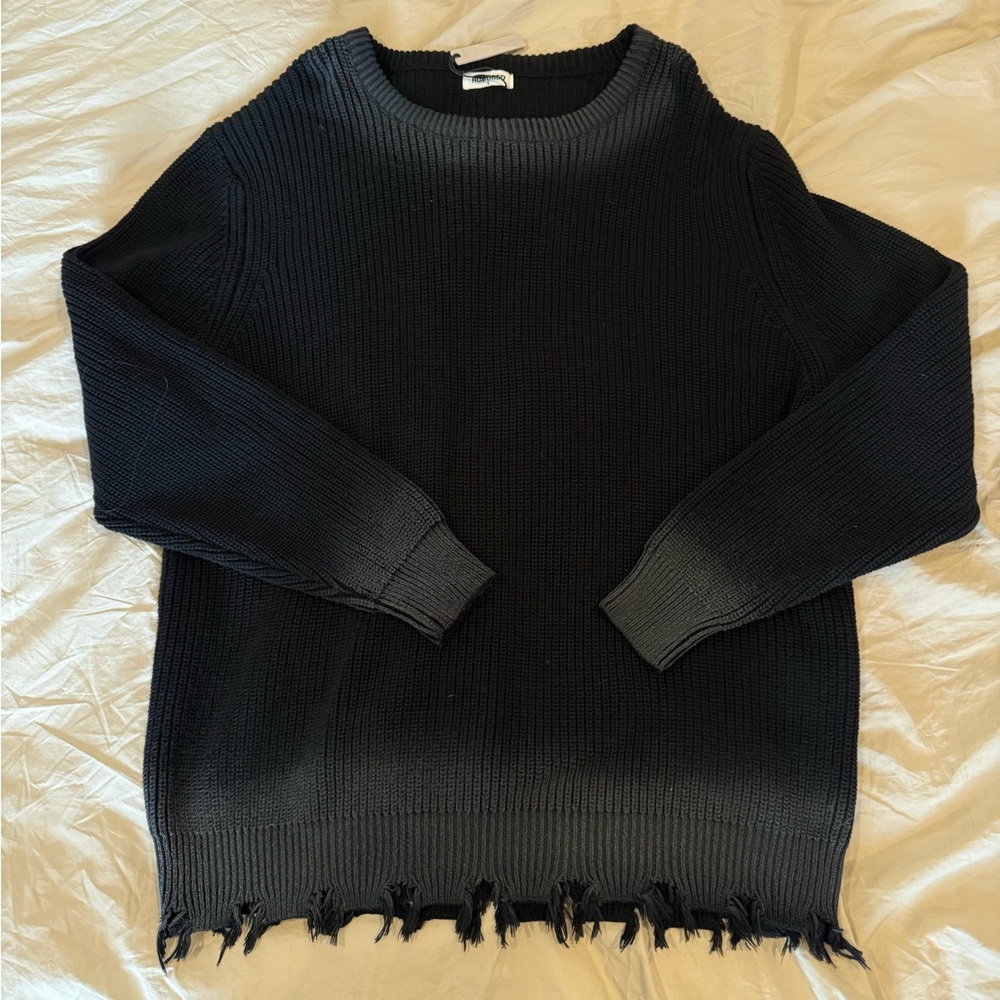Rumoured Ribbed Sweater Dress with Fringe Two Toned NWT